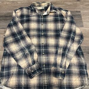 Men's Plaid Button Up Shirt - Black and Tan/Light Coral